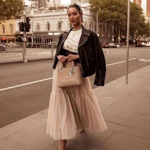 Vtg Yellow Stripe Lace Mesh Tulle Sheer Floral Applique Sequin Midi Maxi Skirt M - Picture 16 of 16